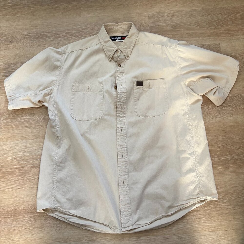 Men's Tan Wrangler Riggs Workwear Short Sleeve Shirt Size XL